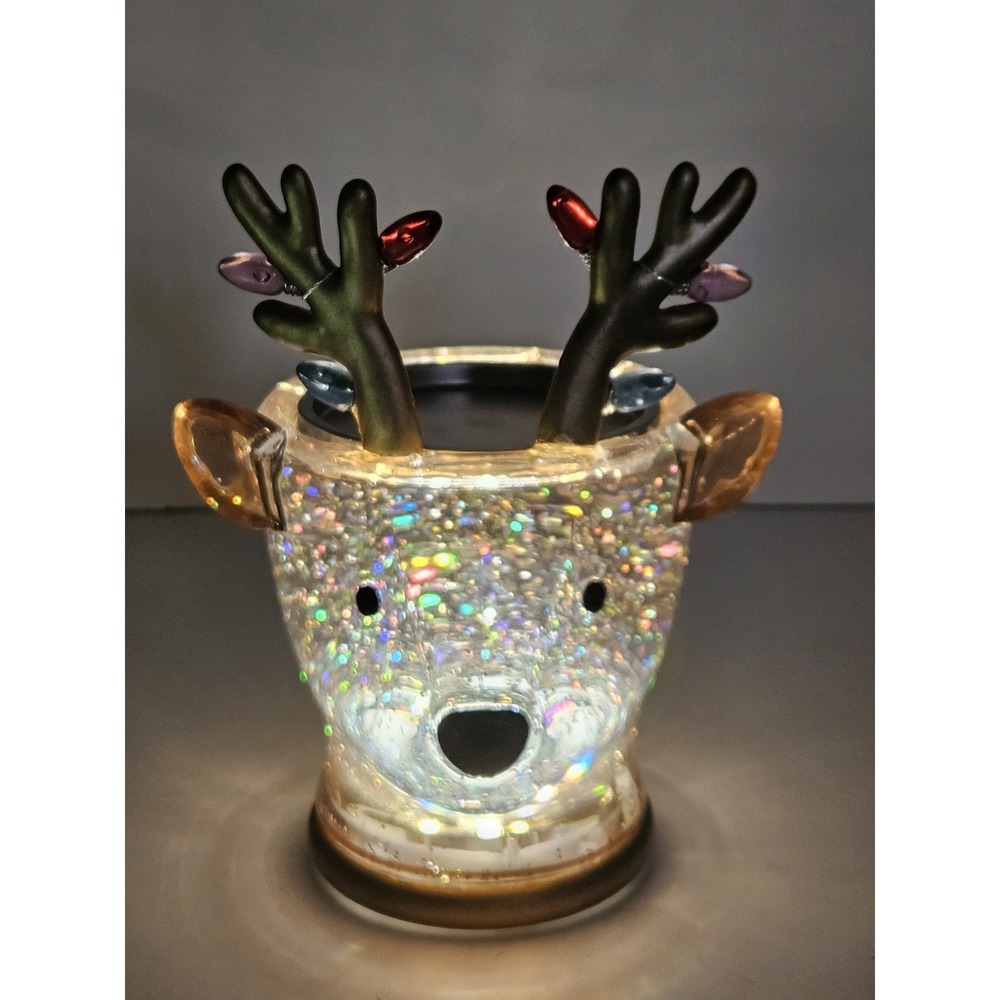 Bath Body Work Christmas Light Up Water Globe Reindeer Single Wick Candle Holder